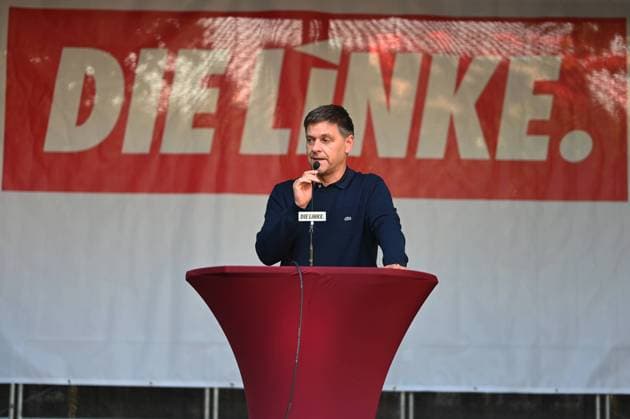 Election campaign for the Bundestag election Die Linke 2021 DEU, Germany, Iserlohn Even in the province and in smaller cities, as here in Iserlohn on 2 9 2021, t