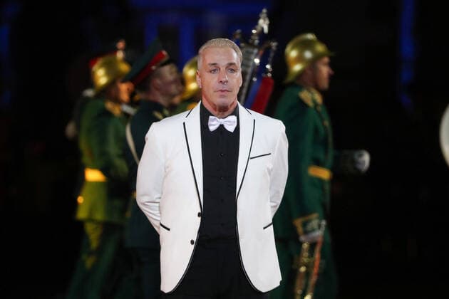 MOSCOW, RUSSIA â€“ SEPEMBER 5, 2021: Lead vocalist Till Lindemann of the German rock band Rammstein performs at the closing of the 2021 Spasskaya Tower International Military Music Festival in Moscow s Red Square. Sergei Karpukhin TASS  TS10F3D1