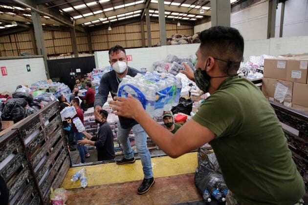 Support Out For Victims Of Hurricane Grace MEXICO CITY, MEXICO - SEPTEMBER 4: The military organize groceries in a collection center to be delivered to the victims after the arrive of Hurricane Grace, which hit in the state of Veracruz, causing damage and leaving many families without homes. On September 4, 2021 in Mexico City, Mexico. (Photo by Angel Morales Rizo) Copyright: xAngelxMoralesxRizox EYEPIXGROUP_AM_04092021_14062
