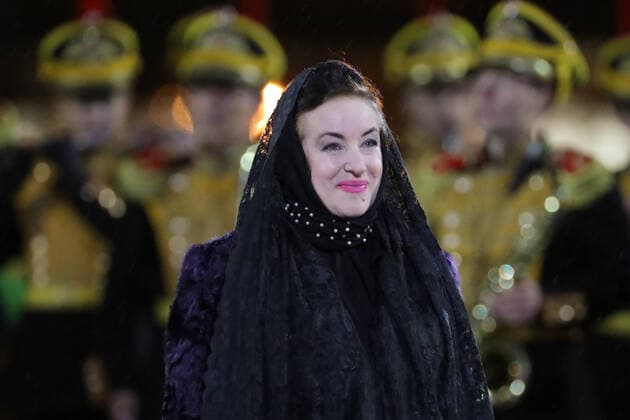 MOSCOW, RUSSIA â€“ SEPEMBER 5, 2021: Singer Tamara Gverdtsiteli performs at the closing of the 2021 Spasskaya Tower International Military Music Festival in Moscow s Red Square. Sergei Karpukhin TASS  TS10F3E2