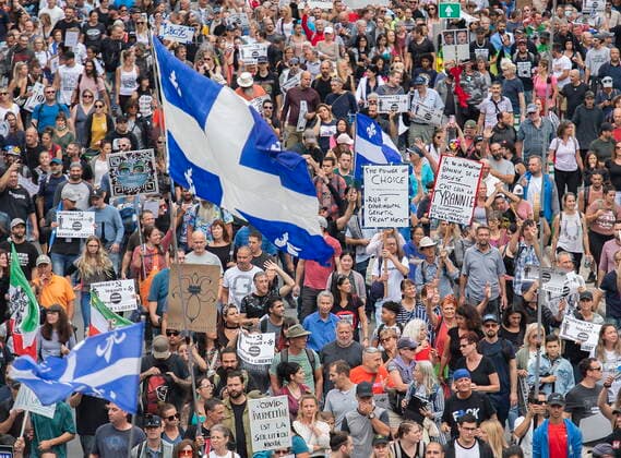 September 5, 2021, Montreal, PQ, Canada: People attend a protest against the Quebec government s measures to help curb the spread of COVID-19 in Montreal, Sunday, September 5, 2021, as the COVID-19 pandemic continues in Canada and around the world. Montreal Canada  - ZUMAc35_ 20210905_zaf_c35_033 Copyright: xGrahamxHughesx