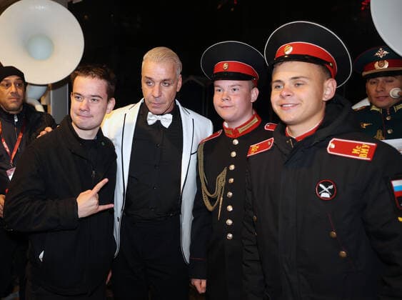 Lead vocalist Till Lindemann of the German rock band Rammstein performs at the closing of the 2021 Spasskaya Tower International Military Music Festival in Moscow s Red Square.