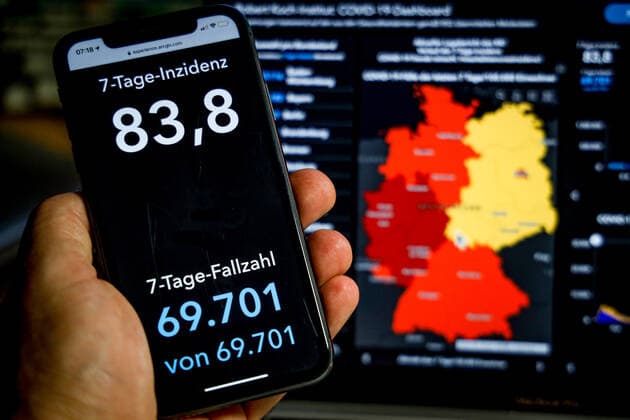 Coronavirus in Germany Covid 19 Dashboard of the Robert Koch Institute 07 09 2021 Robert Koch Institute 7 days Incidence 83.8 7 days Number of cases 69 701 COVID 19 cases 4 017 116 Addition of 6 726 compared to the previous day COVID 19 deaths 92 413 Addition of 59 compared to the previous day