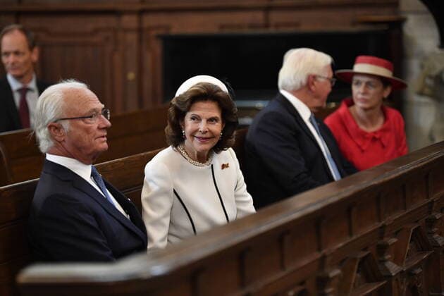 King Carl Gustaf of Sweden, Queen Silvia, German President Frank Walter Steinmeier and Elke Büdenbender visit the German Church in Stockholm, Sweden, Sept 07, 2021 The German Federal President begins a three day state visit to Sweden STOCKHOLM Sweden x10060x,  Copyright: xHenrikxMontgomery TTx GERMAN STATE VISIT
