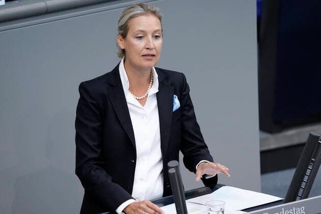 239 Bundestag session and debate Current, 07 09 2021, Berlin, Dr Alice Weidel in portrait during her speech Agreed debate on the situation in Germany at the 239 session of the German Bundestag in Berlin Berlin Germany