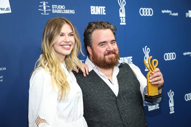 DEUTSCHER SCHAUSPIELPREIS 2021 Award Ceremony Laureate Tristan Seith and Laudator German Acting Award 2021 at Spindler and Klatt in Berlin Copyright: xEventpressxRadkex