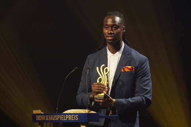 DEUTSCHER SCHAUSPIELPREIS 2021 award ceremony Eugene Boateng at the DEUTSCHER SCHAUSPIELPREIS 2021 award ceremony at Spindler and Klatt in Berlin Copyright: xEventpressx