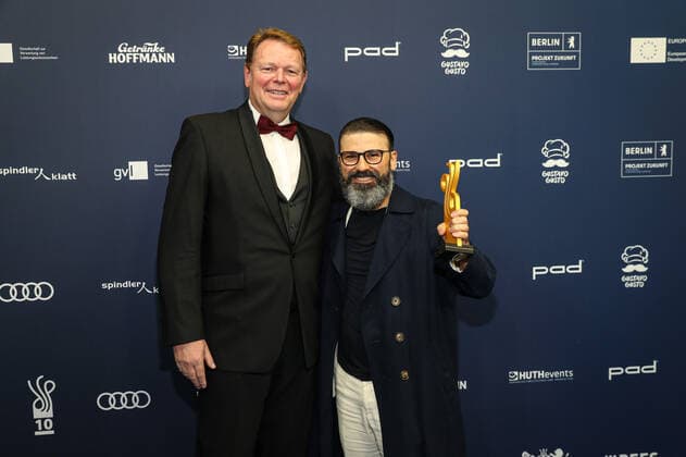 DEUTSCHER SCHAUSPIELPREIS 2021 Award Ceremony Laureate Nicola Devico Mamone and Laudator German Acting Award 2021 at Spindler and Klatt in Berlin Copyright: xEventpressxRadkex