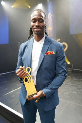DEUTSCHER SCHAUSPIELPREIS 2021 award ceremony Eugene Boateng at the DEUTSCHER SCHAUSPIELPREIS 2021 award ceremony at Spindler und Klatt in Berlin Copyright: xEventpressx
