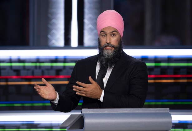 September 8, 2021, Gatineau, QC, Canada: New Democratic Party leader Jagmeet Singh speaks during the federal election French-language leaders debate, Wednesday, September 8, 2021 in Gatineau, Que. Gatineau Canada  - ZUMAc35_ 20210908_zaf_c35_059 Copyright: xJustinxTangx
