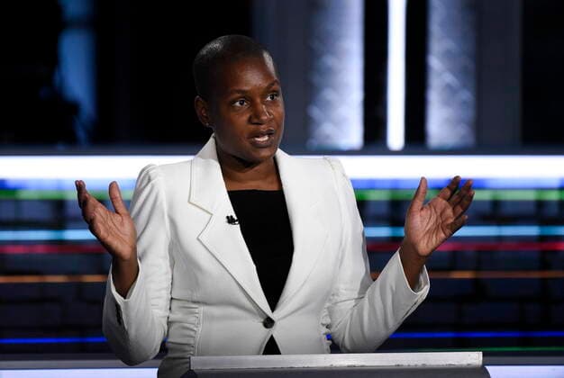 September 9, 2021, Gatineau, PQ, Canada: Green Party Leader Annamie Paul takes part in the federal election English-language Leaders debate in Gatineau, Que., on Thursday, Sept. 9, 2021. Gatineau Canada  - ZUMAc35_ 20210909_zaf_c35_100 Copyright: xJustinxTangx