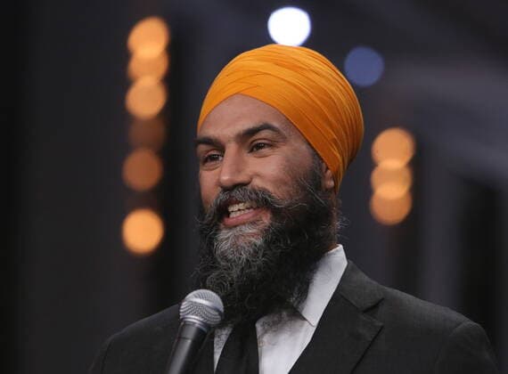 September 9, 2021, Gatineau, PQ, Canada: NDP Leader Jagmeet Singh speaks to the media following the federal election English-language Leaders debate in Gatineau, Que., on Thursday, Sept. 9, 2021. Gatineau Canada  - ZUMAc35_ 20210909_zaf_c35_128 Copyright: xFredxChartrandx