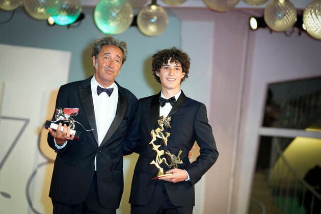 Photo IPP Daniele Cifala™ Venice 10 09 2021 The 78th Venice Film Festival Award Winners Photocall The 78th Venice International Film Festival in the photo Director Paolo Sorrentino and Filippo Scotti Italy Photo Press World Copyright  0