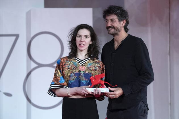 September 12, 2021, Venice, Italy: Director George Chiper Lillemark and Monica Stan receive the Lion of the Future Ã¢â‚¬ Luigi De Laurentiis Award For A Debut Film for Imaculat during the Winners Red Carpet as part of the 78th Venice International Film Festival in Venice, Italy on September 11, 2021. Paolo Cotello imageSPACE Venice Italy - ZUMAs181 20210912_zea_s181_083 Copyright: xImagespacex