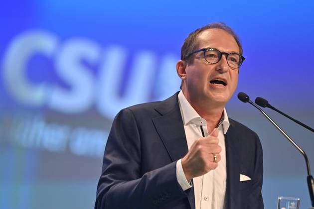 Alexander DOBRINDT chairman of the CSU regional group in the German Bundestag during his speech, gestures, single picture, cut single motive, Portraet, portrait, portrait CSU party conference 2021 on 10 and 11 09 2021 fair Nuremberg