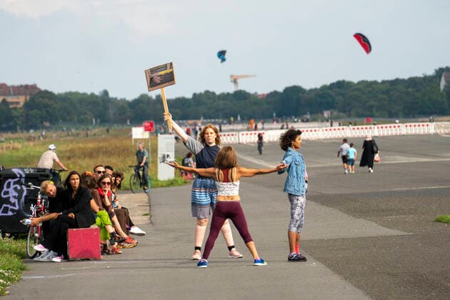 Streetware Cat Walk of the socially economic utopia in the context of the Berlin Fashion Week at Tempelhofer Feld Streetware Cat Walk of the socially economic utopia in the context of the Berlin Fashion Week at Tempelhofer Feld