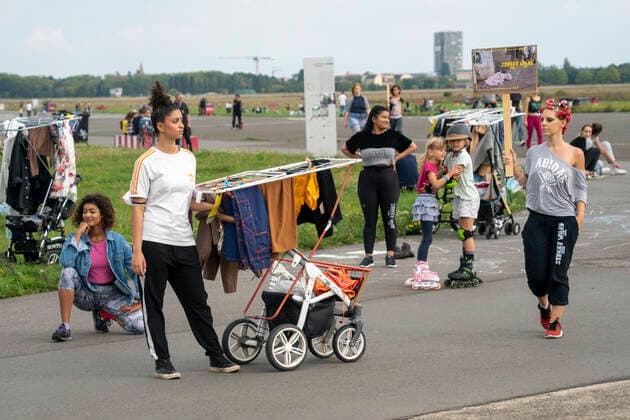 Streetware Cat Walk of the socially economic utopia in the context of the Berlin Fashion Week at Tempelhofer Feld Streetware Cat Walk of the socially economic utopia in the context of the Berlin Fashion Week at Tempelhofer Feld