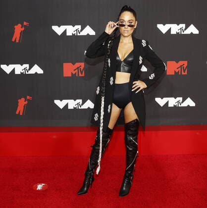 Jenna Andrews arrives on the red carpet at the 38th annual MTV Video Music Awards at Barclays Center in New York City on Sunday, September 12, 2021.  NYP20210912126 JOHNxANGELILLO