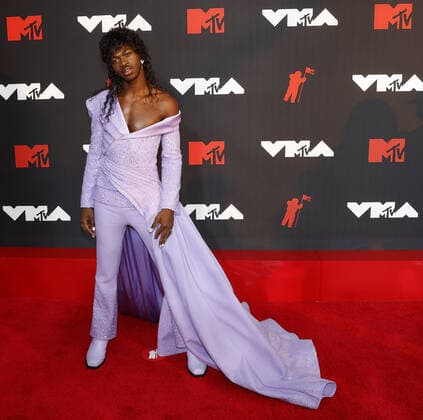 Lil Was X arrives on the red carpet at the 38th annual MTV Video Music Awards at Barclays Center in New York City on Sunday, September 12, 2021.  NYP20210912111 JOHNxANGELILLO