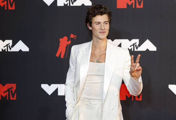 Shawn Mendes arrives on the red carpet at the 38th annual MTV Video Music Awards at Barclays Center in New York City on Sunday, September 12, 2021.  NYP20210912113 JOHNxANGELILLO