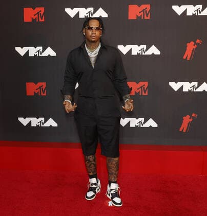 Moneybagg Yo Dewmario DeWayne White Jr. arrives on the red carpet at the 38th annual MTV Video Music Awards at Barclays Center in New York City on Sunday, September 12, 2021.  NYP20210912119 JOHNxANGELILLO