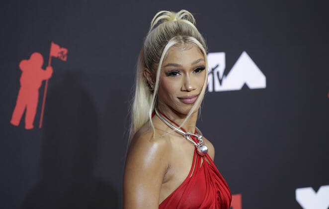Rapper BIA arrives on the red carpet at the 38th annual MTV Video Music Awards at Barclays Center in New York City on Sunday, September 12, 2021.  NYP20210912133 JOHNxANGELILLO