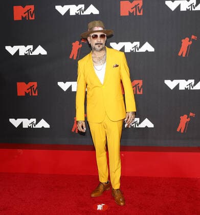 AJ McLean of the Backstreet Boys arrives on the red carpet at the 38th annual MTV Video Music Awards at Barclays Center in New York City on Sunday, September 12, 2021.  NYP20210912149 JOHNxANGELILLO