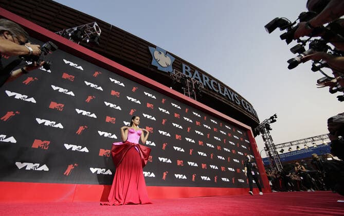 Camila Cabello arrives on the red carpet at the 38th annual MTV Video Music Awards at Barclays Center in New York City on Sunday, September 12, 2021.  NYP20210912159 JOHNxANGELILLO
