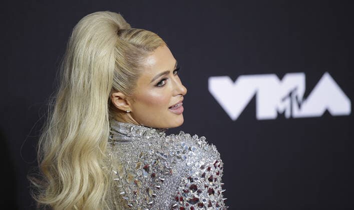 Paris Hilton arrives on the red carpet at the 38th annual MTV Video Music Awards at Barclays Center in New York City on Sunday, September 12, 2021.  NYP20210912162 JOHNxANGELILLO