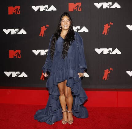 Chloe Flower arrives on the red carpet at the 38th annual MTV Video Music Awards at Barclays Center in New York City on Sunday, September 12, 2021.  NYP20210912187 JOHNxANGELILLO