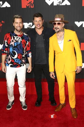 Lance Bass N Sync , Nick Lachey 98 Degrees and AJ McLean Backstreet Boys at the 2021 MTV Video Music Awards at Barclays Center New York, 12 09 2021. Foto:xR.xWagnerx xFuturexImage