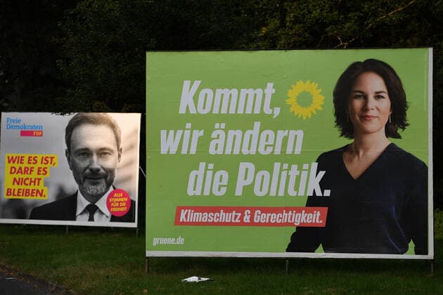 COLOGNE 13 09 2021, election campaign, election poster, federal election, Christian Lindner FDP, Annalena Baerbock, The Greens, election posters
