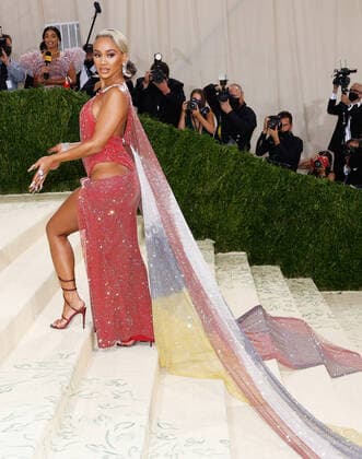 Saweetie arrives for The Met Gala at The Metropolitan Museum of Art celebrating the opening of In America: A Lexicon of Fashion in New York City on Monday, September 13, 2021.  NYP20210913524 JOHNxANGELILLO