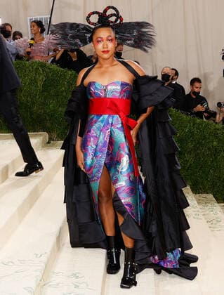 Co-chair Naomi Osaka arrives for The Met Gala at The Metropolitan Museum of Art celebrating the opening of In America: A Lexicon of Fashion in New York City on Monday, September 13, 2021.  NYP20210913532 JOHNxANGELILLO