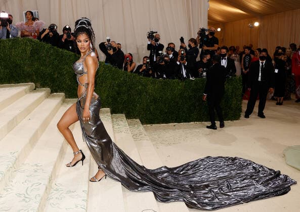 Teyana Taylor arrives for The Met Gala at The Metropolitan Museum of Art celebrating the opening of In America: A Lexicon of Fashion in New York City on Monday, September 13, 2021.  NYP20210913584 JOHNxANGELILLO