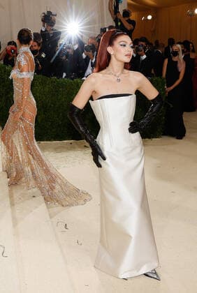 Gigi Hadid arrives for The Met Gala at The Metropolitan Museum of Art celebrating the opening of In America: A Lexicon of Fashion in New York City on Monday, September 13, 2021.  NYP20210913612 JOHNxANGELILLO