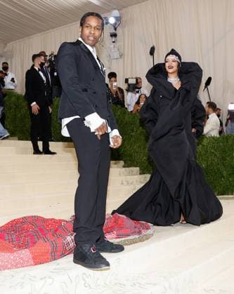 ASAP Rocky and Rihanna arrive for The Met Gala at The Metropolitan Museum of Art celebrating the opening of In America: A Lexicon of Fashion in New York City on Monday, September 13, 2021.  NYP20210913621 JOHNxANGELILLO