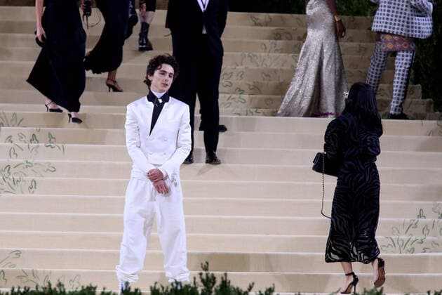 September 13, 2021, New York City, New York, USA: TIMOTHEE CHALAMET attends the Met Gala 2021 celebrating Ã¢â‚¬oeIn America:A Lexicon of FashionÃ¢â‚¬Â.The Metropolitan Museum of Art, NYC.September 13, 2021. New York City USA - ZUMAms4_ 20210913_zaf_ms4_010 Copyright: xSoniaxMoskowitzxGordonx