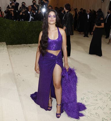 Camila Cabello arrives on the red carpet for The Met Gala at The Metropolitan Museum of Art celebrating the opening of In America: A Lexicon of Fashion in New York City on Monday, September 13, 2021.  NYP20210913365 JOHNxANGELILLO
