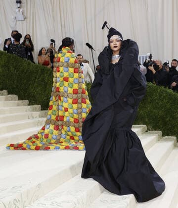 Rihanna arrives on the red carpet for The Met Gala at The Metropolitan Museum of Art celebrating the opening of In America: A Lexicon of Fashion in New York City on Monday, September 13, 2021.  NYP20210913375 JOHNxANGELILLO