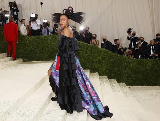 Naomi Osaka arrives on the red carpet for The Met Gala at The Metropolitan Museum of Art celebrating the opening of In America: A Lexicon of Fashion in New York City on Monday, September 13, 2021.  NYP20210913327 JOHNxANGELILLO