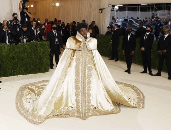 Lil Nas X arrives on the red carpet for The Met Gala at The Metropolitan Museum of Art celebrating the opening of In America: A Lexicon of Fashion in New York City on Monday, September 13, 2021.  NYP20210913329 JOHNxANGELILLO