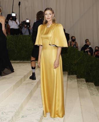 Maria Sharapova arrives on the red carpet for The Met Gala at The Metropolitan Museum of Art celebrating the opening of In America: A Lexicon of Fashion in New York City on Monday, September 13, 2021.  NYP20210913338 JOHNxANGELILLO