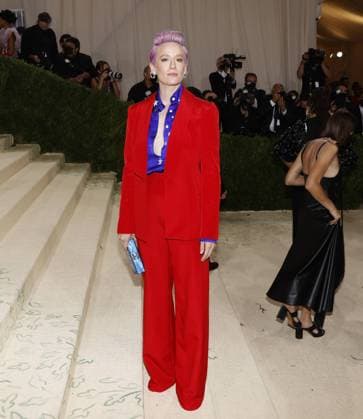Megan Rapinoe arrives on the red carpet for The Met Gala at The Metropolitan Museum of Art celebrating the opening of In America: A Lexicon of Fashion in New York City on Monday, September 13, 2021.  NYP20210913342 JOHNxANGELILLO