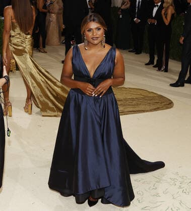 Mindy Kaling arrives on the red carpet for The Met Gala at The Metropolitan Museum of Art celebrating the opening of In America: A Lexicon of Fashion in New York City on Monday, September 13, 2021.  NYP20210913353 JOHNxANGELILLO