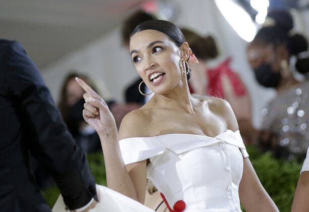 Representative Alexandria Ocasio-Cortez arrives on the red carpet for The Met Gala at The Metropolitan Museum of Art celebrating the opening of In America: A Lexicon of Fashion in New York City on Monday, September 13, 2021.  NYP20210913382 JOHNxANGELILLO