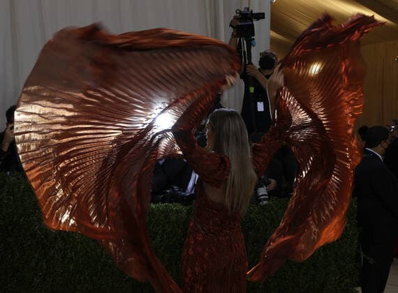 Valentina Sampaio arrives on the red carpet for The Met Gala at The Metropolitan Museum of Art celebrating the opening of In America: A Lexicon of Fashion in New York City on Monday, September 13, 2021.  NYP20210913332 JOHNxANGELILLO