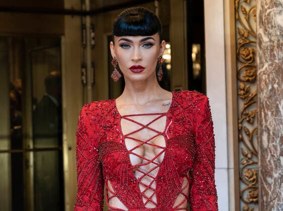 Met Gala 2021 departures from The Pierre hotel Megan Fox wearing dress by Peter Dundas departs The Pierre Hotel for Met Gala Celebrating In America: A Lexicon Of Fashion. New York New York United States Copyright: LevxRadin