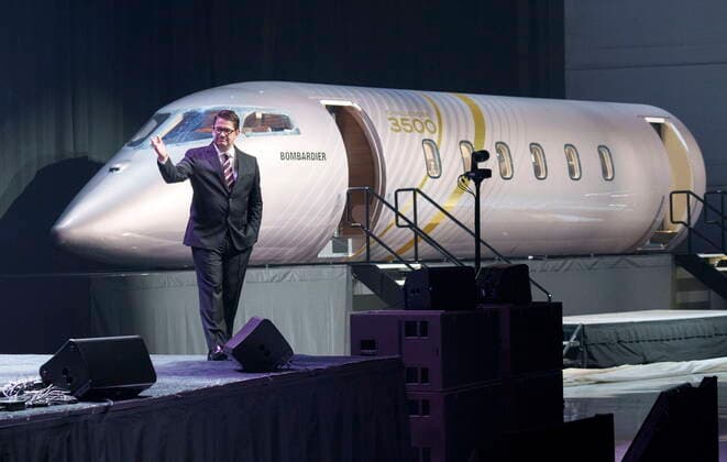 September 14, 2021, Montreal, PQ, Canada: Bombardier president and CEO Eric Martel introduces the new Challenger 3500 in Montreal on Tuesday, September 14, 2021. Montreal Canada  - ZUMAc35_ 20210914_zaf_c35_011 Copyright: xPaulxChiassonx