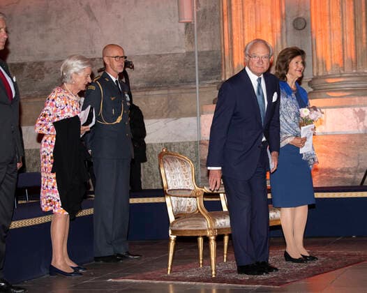 STOCKHOLM 20210915 King Carl Gustaf and Queen Silvia attend a concert arranged by the organistation Music at the Palace at the Royal Palace in Stockholm, Sweden STOCKHOLM SWEDEN x10080x,  Copyright: xFredrikxSandberg TTx SWEDEN ROYAL CONCERT